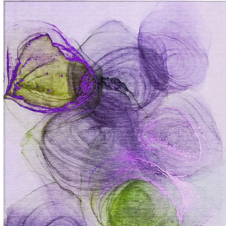 3' X 5' Purple Abstract Washable Non Skid Indoor Outdoor Area Rug