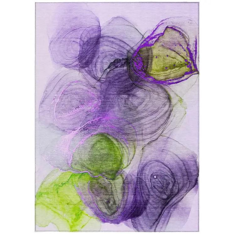 8' X 10' Purple Abstract Washable Non Skid Indoor Outdoor Area Rug