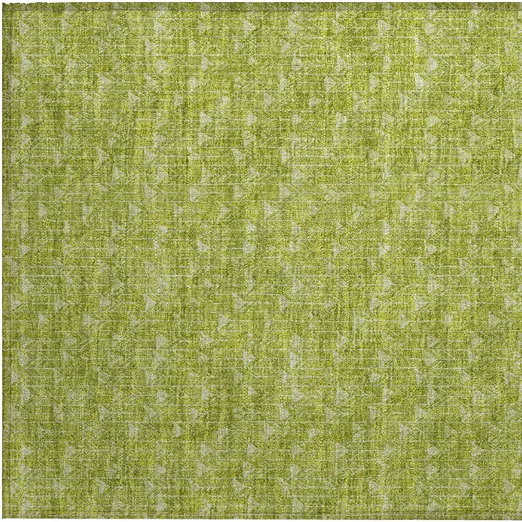 2' X 3' Moss Green Geometric Washable Non Skid Indoor Outdoor Area Rug