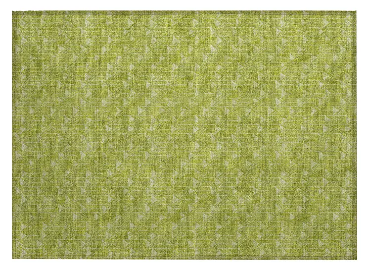 2' X 3' Moss Green Geometric Washable Non Skid Indoor Outdoor Area Rug