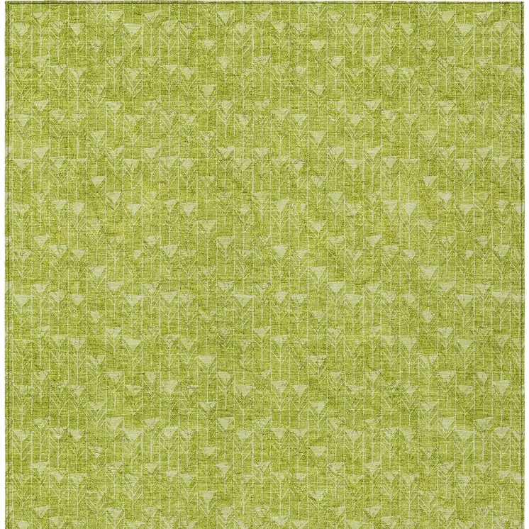 3' X 5' Moss Green Geometric Washable Non Skid Indoor Outdoor Area Rug