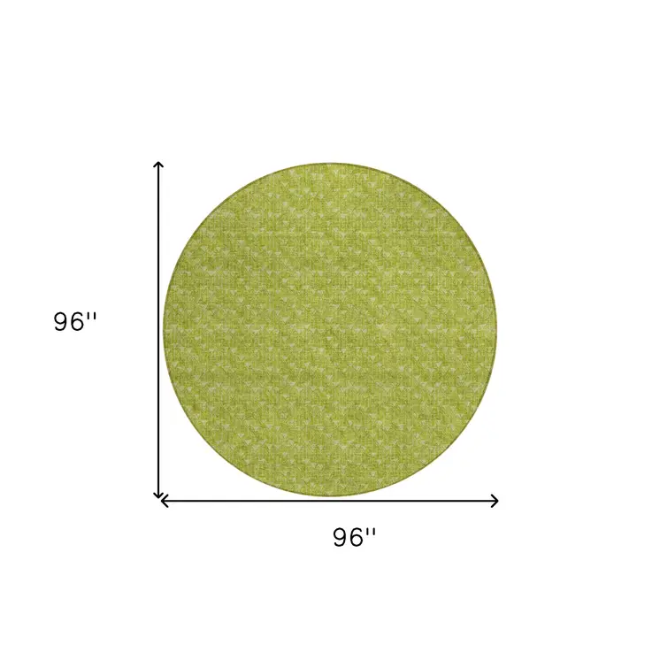 8' Round Moss Green Round Geometric Washable Non Skid Indoor Outdoor Area Rug