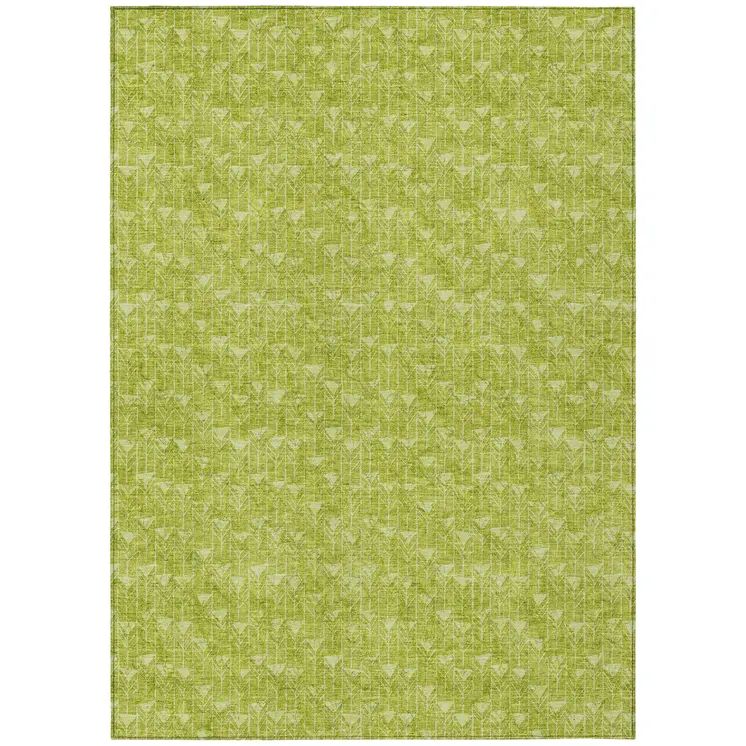 10' X 14' Moss Green Geometric Washable Non Skid Indoor Outdoor Area Rug