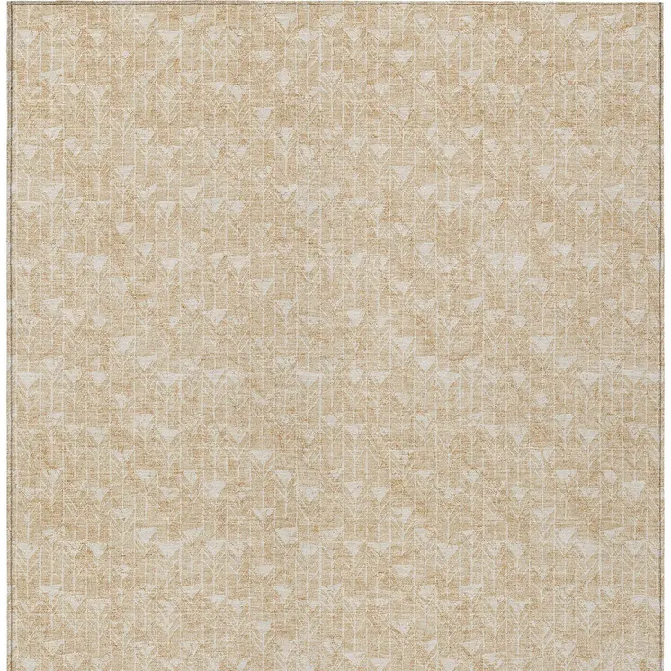 3' X 5' Tan Geometric Washable Non Skid Indoor Outdoor Area Rug