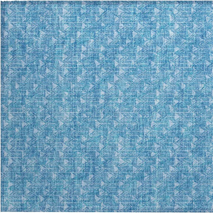 2' X 3' Blue Geometric Washable Non Skid Indoor Outdoor Area Rug