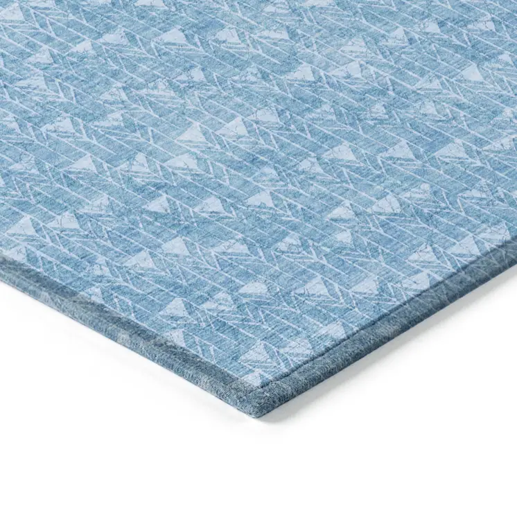 8' X 10' Blue Geometric Washable Indoor Outdoor Area Rug