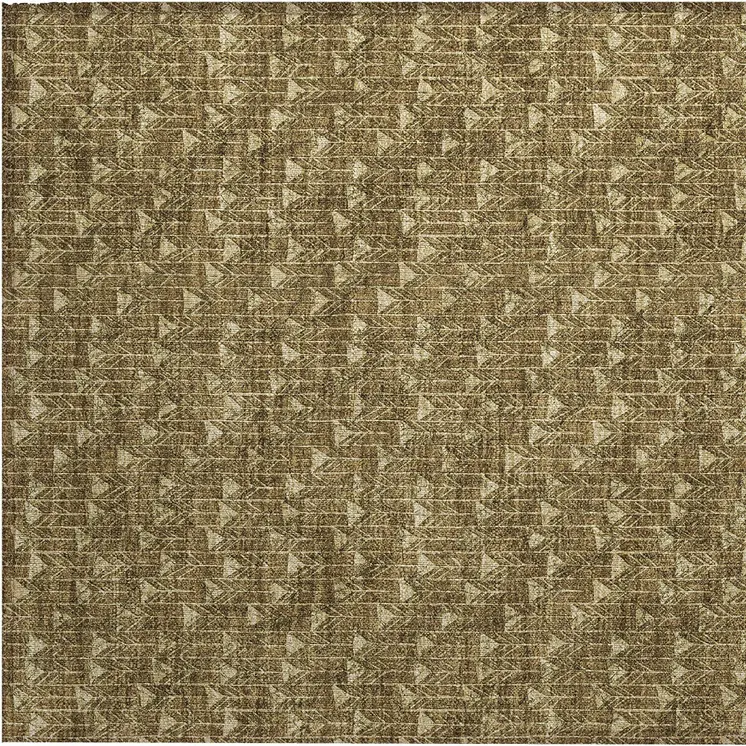 2' X 3' Brown Geometric Washable Non Skid Indoor Outdoor Area Rug