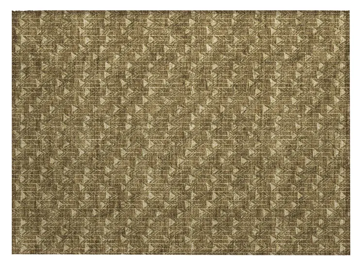 2' X 3' Brown Geometric Washable Non Skid Indoor Outdoor Area Rug