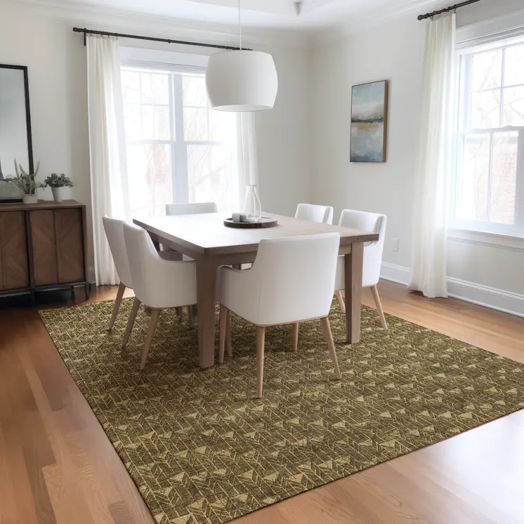 3' X 5' Brown Geometric Washable Non Skid Indoor Outdoor Area Rug