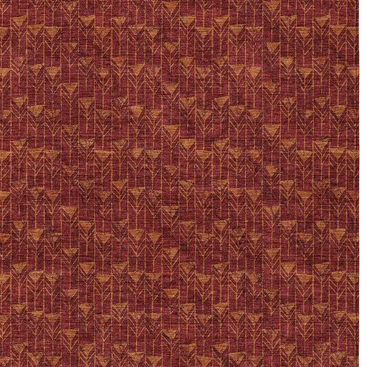 10' X 14' Burgundy Geometric Washable Non Skid Indoor Outdoor Area Rug