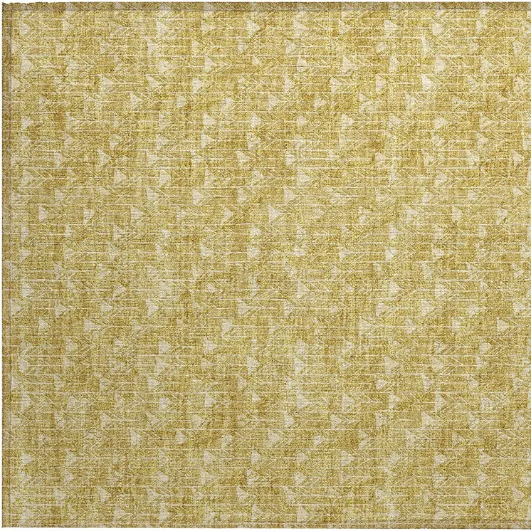2' X 3' Gold Geometric Washable Non Skid Indoor Outdoor Area Rug