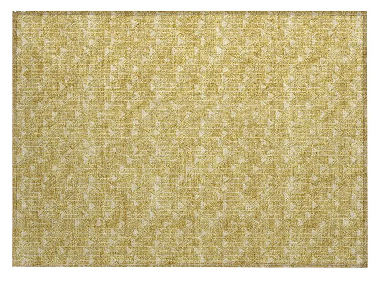 2' X 3' Gold Geometric Washable Non Skid Indoor Outdoor Area Rug