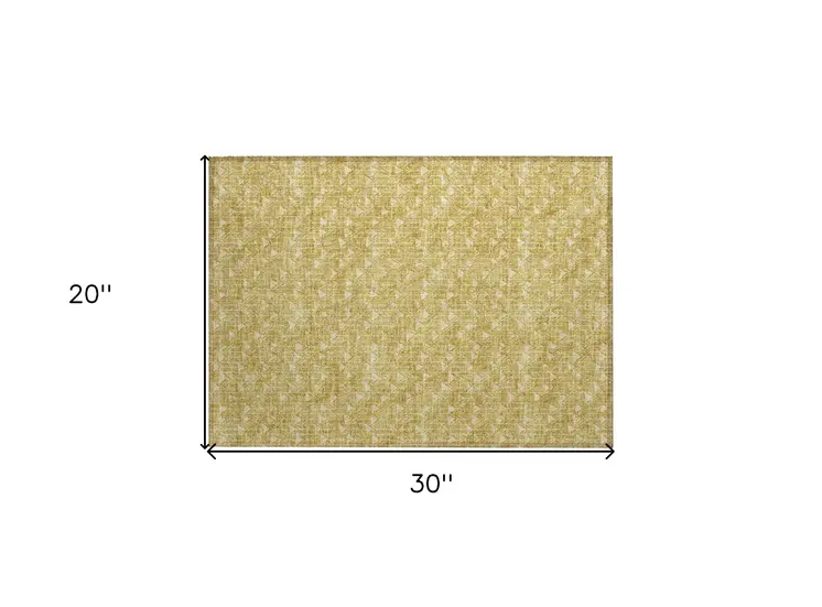 2' X 3' Gold Geometric Washable Non Skid Indoor Outdoor Area Rug