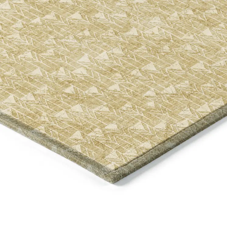 8' Runner Gold Geometric Washable Non Skid Indoor Outdoor Runner Rug