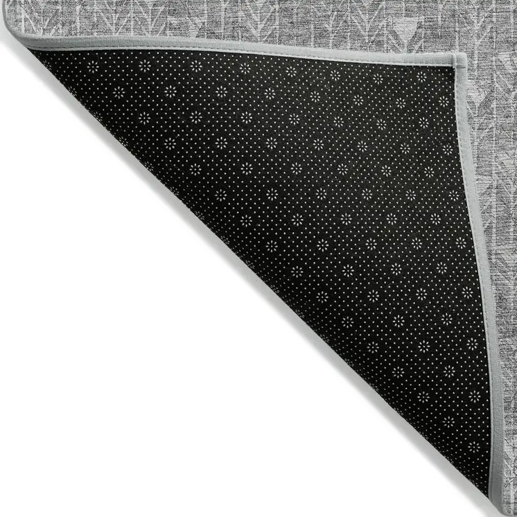 8' Gray Geometric Washable Non Skid Indoor Outdoor Runner Rug