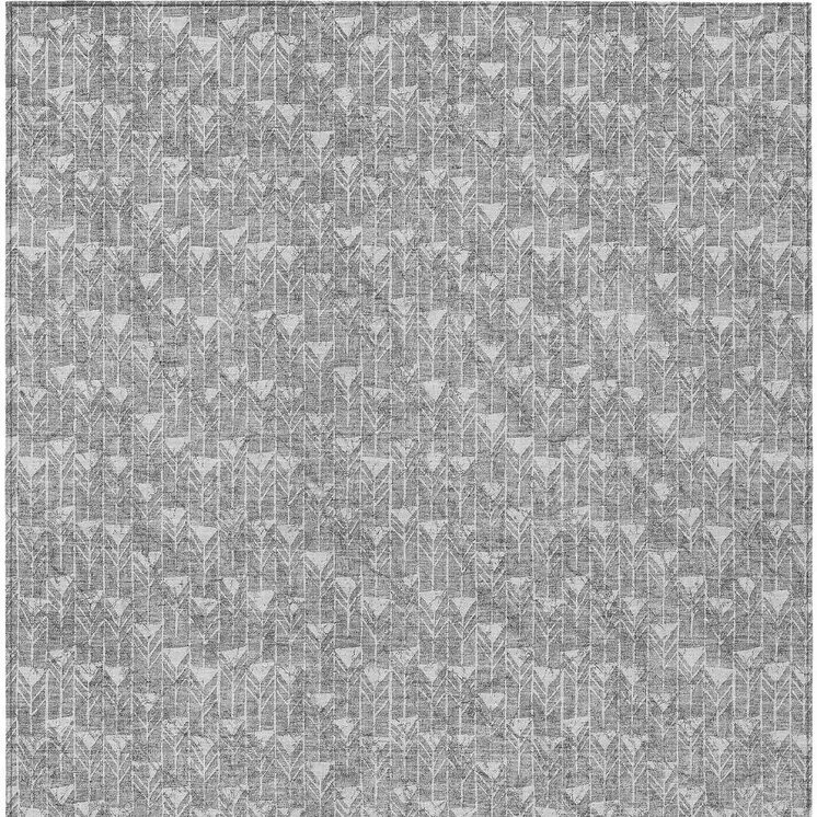 3' X 5' Gray Geometric Washable Non Skid Indoor Outdoor Area Rug