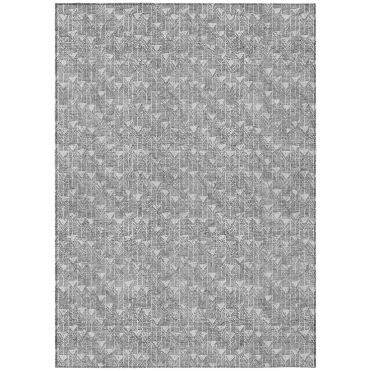 10' X 14' Gray Geometric Washable Non Skid Indoor Outdoor Area Rug