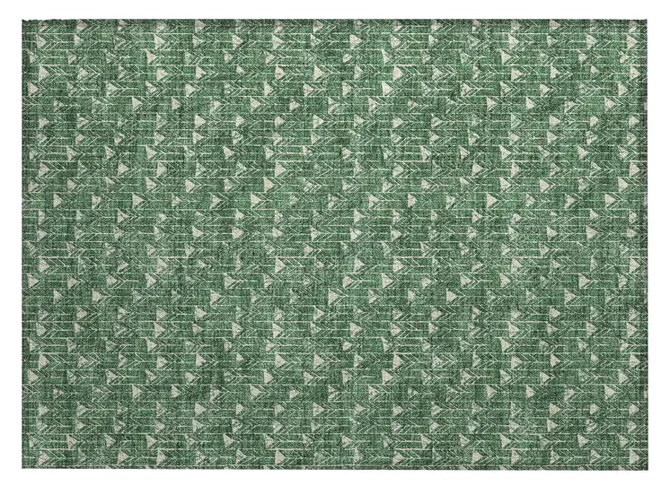 2' X 3' Sage Geometric Washable Non Skid Indoor Outdoor Area Rug