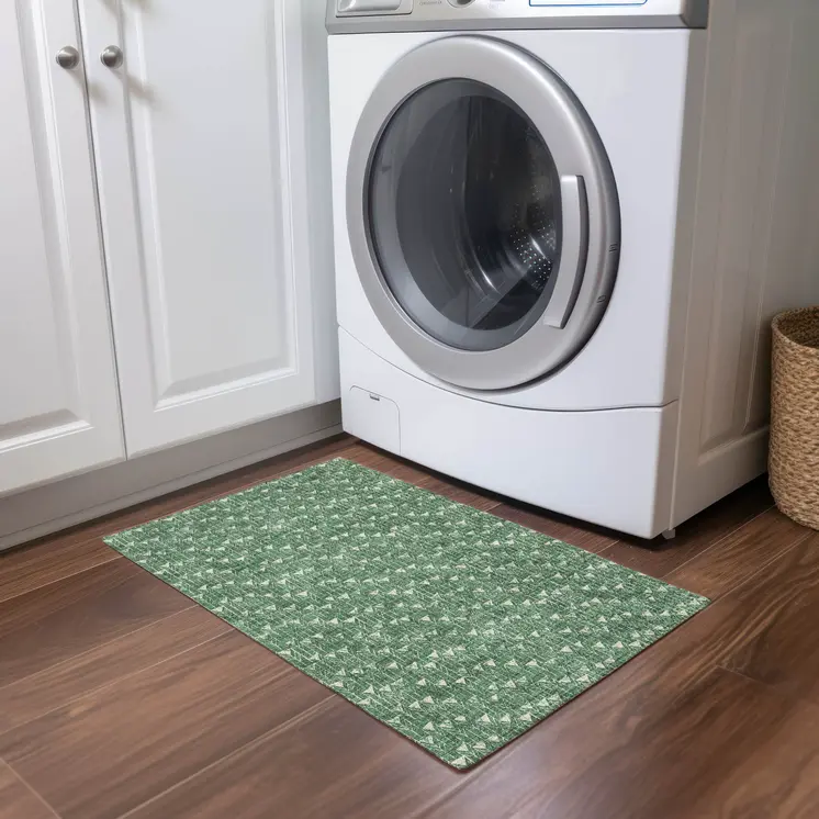 2' X 3' Sage Geometric Washable Non Skid Indoor Outdoor Area Rug