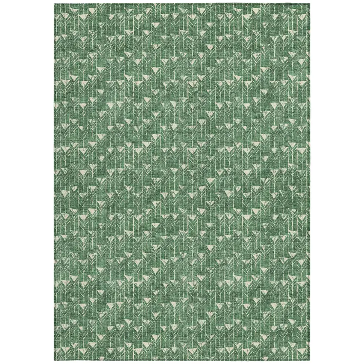 3' X 5' Sage Geometric Washable Non Skid Indoor Outdoor Area Rug