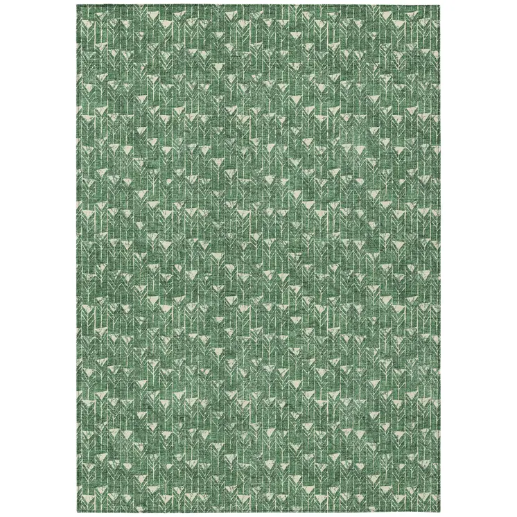 3' X 5' Sage Geometric Washable Non Skid Indoor Outdoor Area Rug