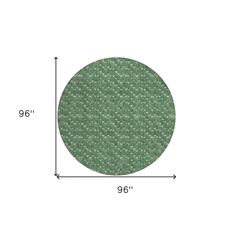 8' Sage Round Geometric Washable Indoor Outdoor Area Rug