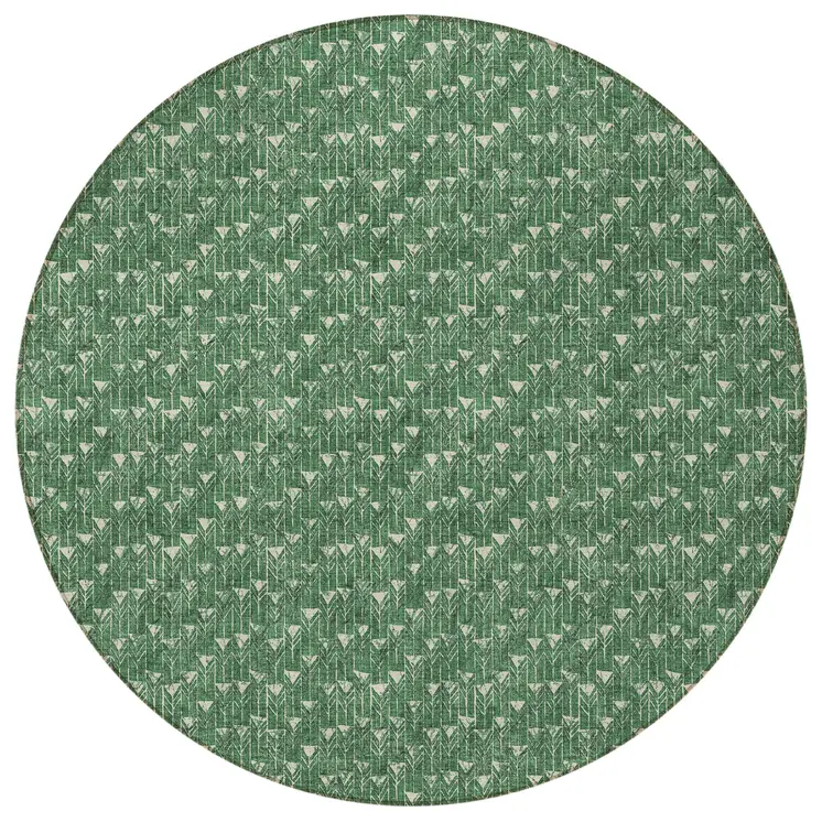 8' Sage Round Geometric Washable Indoor Outdoor Area Rug