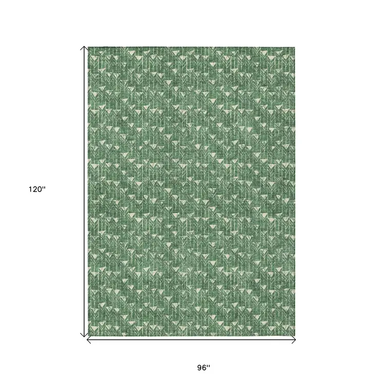 8' X 10' Sage Geometric Washable Non Skid Indoor Outdoor Area Rug