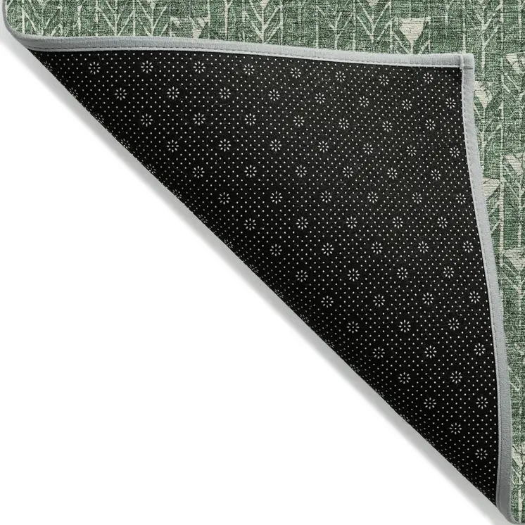 9' X 12' Sage Geometric Washable Non Skid Indoor Outdoor Area Rug