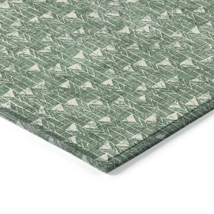 9' X 12' Sage Geometric Washable Non Skid Indoor Outdoor Area Rug
