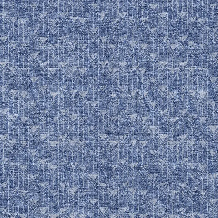 3' X 5' Navy Blue Geometric Washable Non Skid Indoor Outdoor Area Rug