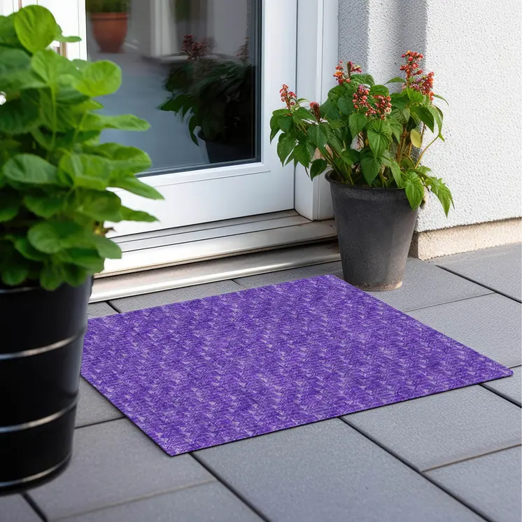 2' X 3' Purple Geometric Washable Non Skid Indoor Outdoor Area Rug
