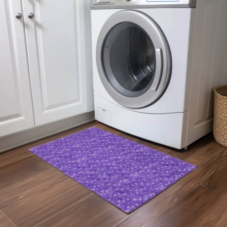 2' X 3' Purple Geometric Washable Non Skid Indoor Outdoor Area Rug