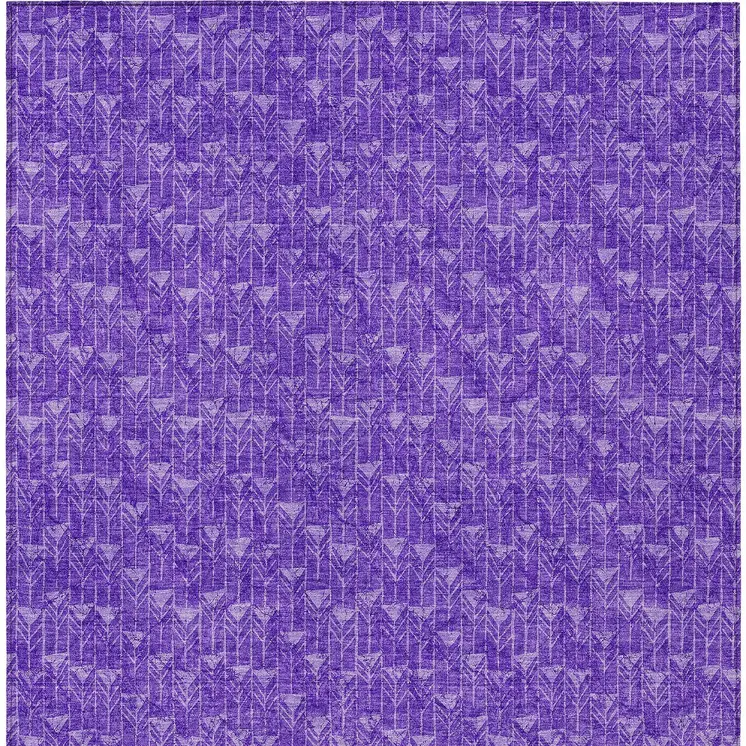 3' X 5' Purple Geometric Washable Non Skid Indoor Outdoor Area Rug