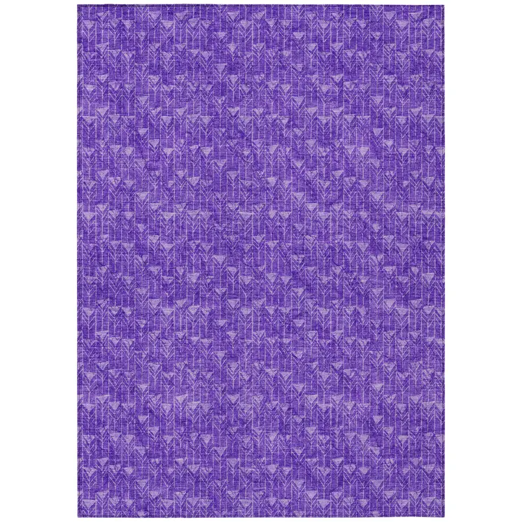 3' X 5' Purple Geometric Washable Non Skid Indoor Outdoor Area Rug