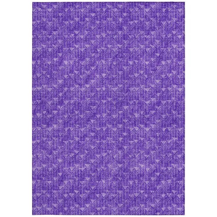 9' X 12' Purple Geometric Washable Non Skid Indoor Outdoor Area Rug