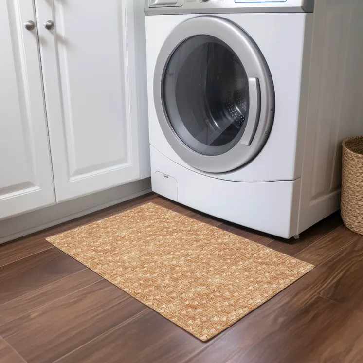 2' X 3' Salmon Geometric Washable Non Skid Indoor Outdoor Area Rug