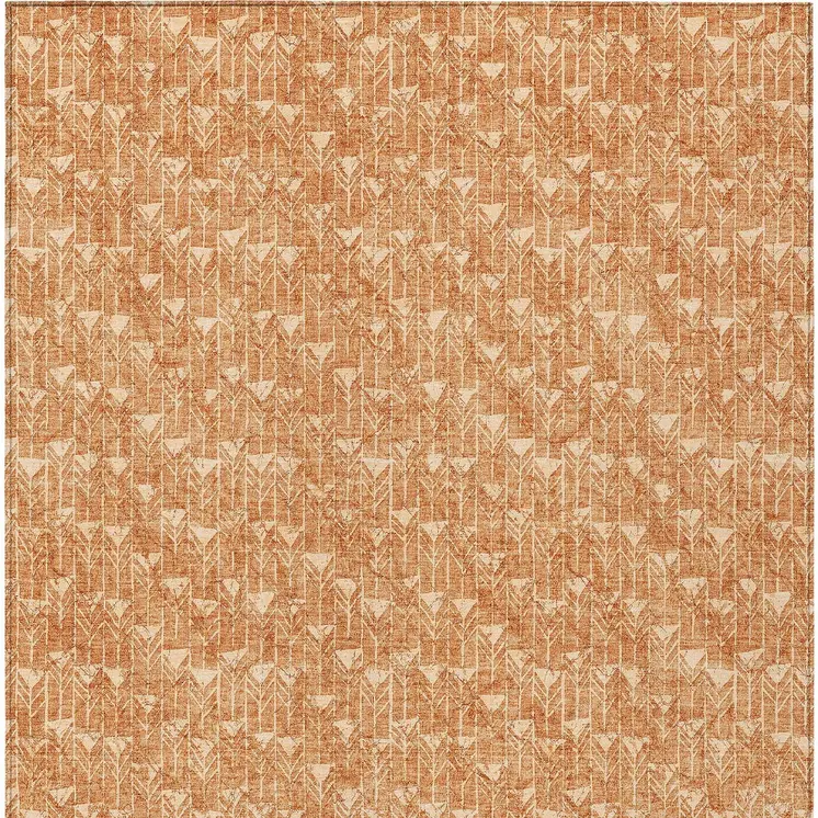 3' X 5' Bronze Geometric Washable Non Skid Indoor Outdoor Area Rug