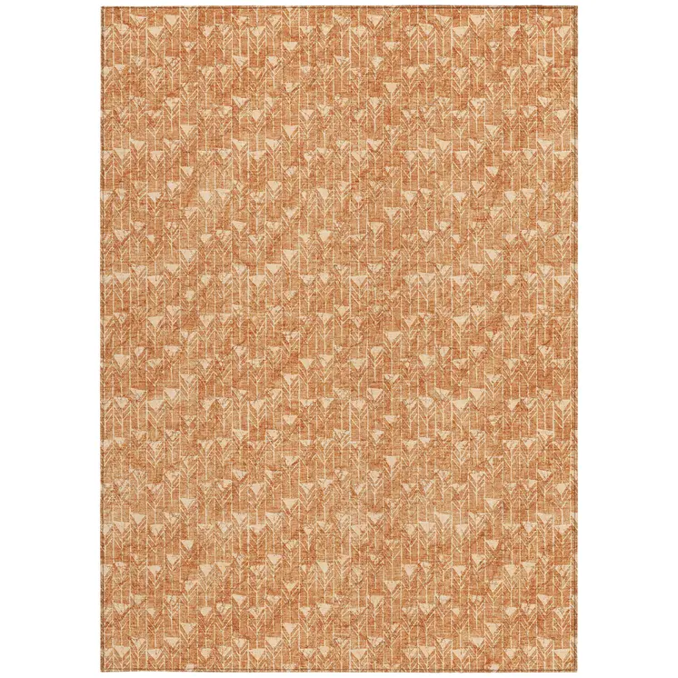 8' X 10' Bronze Geometric Washable Indoor Outdoor Area Rug