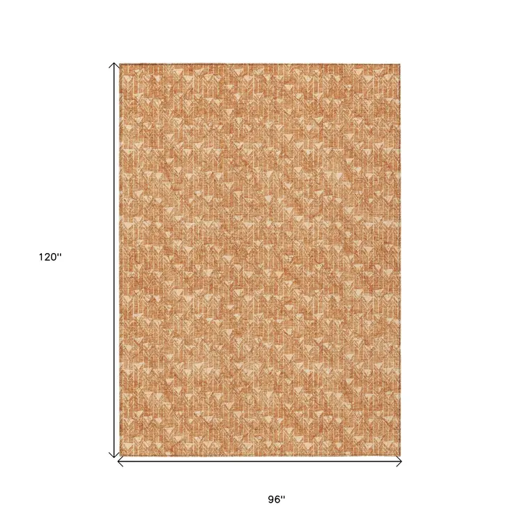 8' X 10' Bronze Geometric Washable Indoor Outdoor Area Rug