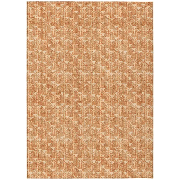 8' X 10' Bronze Geometric Washable Indoor Outdoor Area Rug