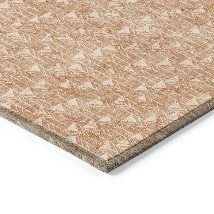 8' X 10' Bronze Geometric Washable Indoor Outdoor Area Rug