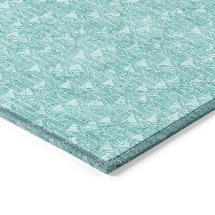 2' X 3' Turquoise Geometric Washable Non Skid Indoor Outdoor Area Rug