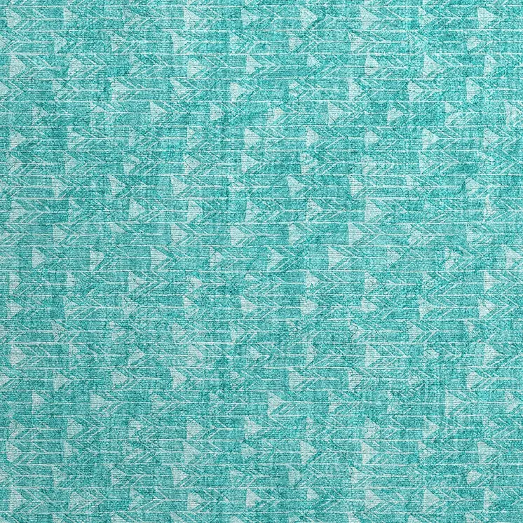2' X 3' Turquoise Geometric Washable Non Skid Indoor Outdoor Area Rug