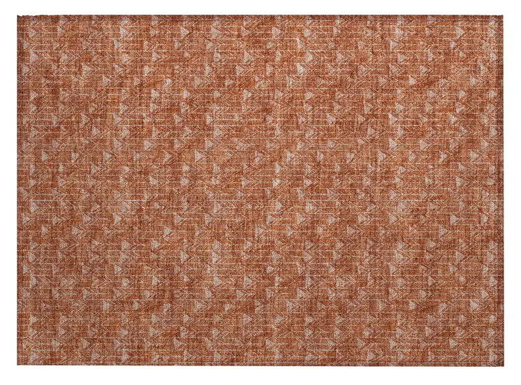 2' X 3' Terra Cotta Geometric Washable Non Skid Indoor Outdoor Area Rug
