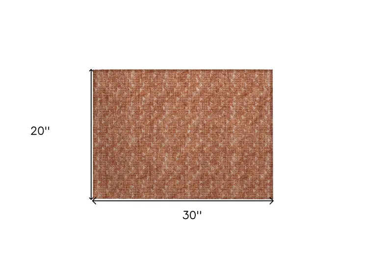 2' X 3' Terra Cotta Geometric Washable Non Skid Indoor Outdoor Area Rug