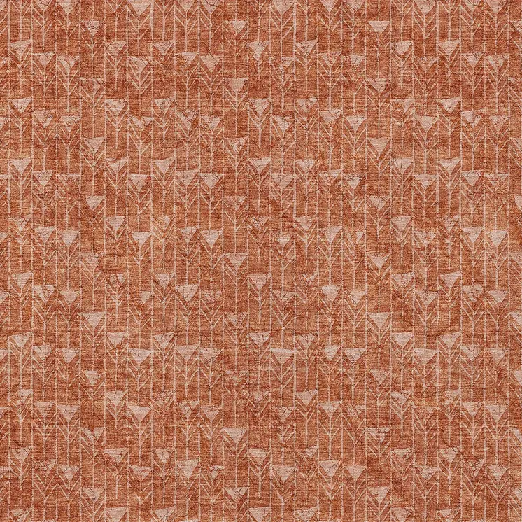 3' X 5' Terra Cotta Geometric Washable Non Skid Indoor Outdoor Area Rug
