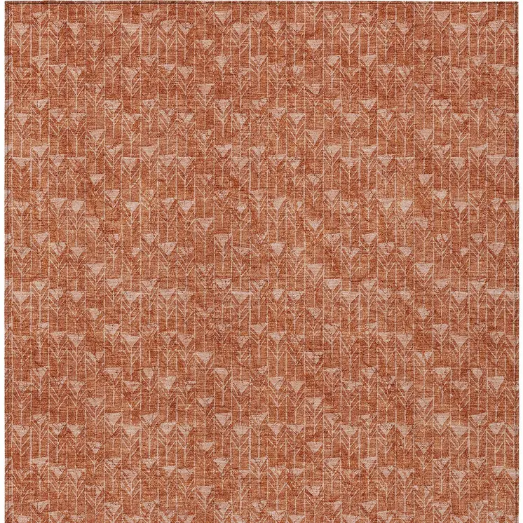 3' X 5' Terra Cotta Geometric Washable Non Skid Indoor Outdoor Area Rug