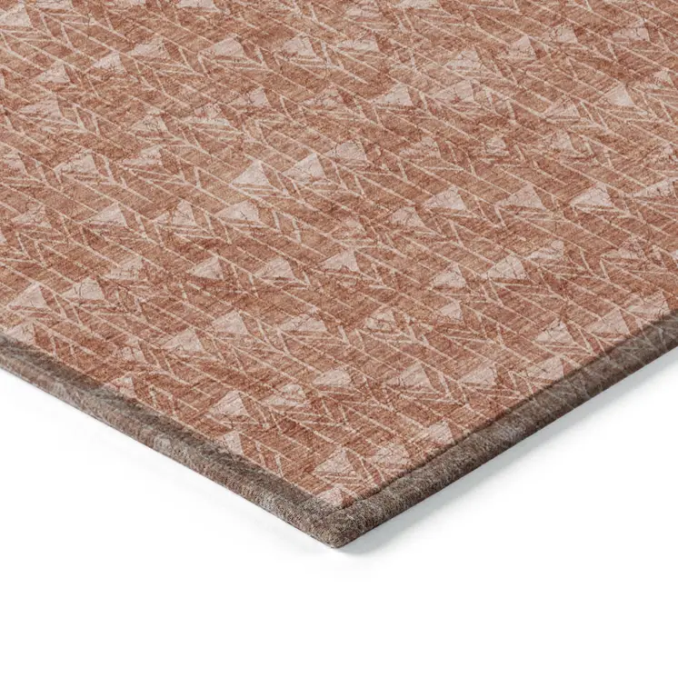 10' X 14' Terra Cotta Geometric Washable Non Skid Indoor Outdoor Area Rug