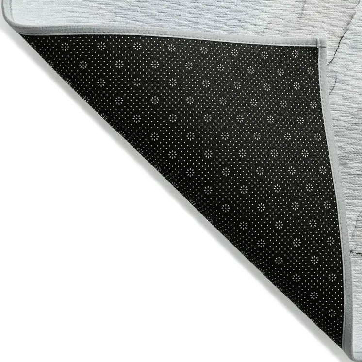 2' X 3' Ivory Blue and Gray Abstract Washable Non Skid Indoor Outdoor Area Rug